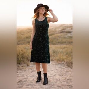 Emerald Velvet Crystal Festival Dress ✨ Witchy 90s Midi